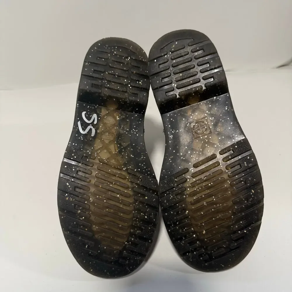 Dr. Martens 1460‎ Junior Lace Up Combat Boots Glitter Black Big Kids 3